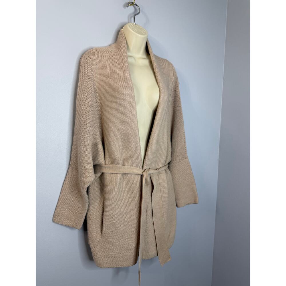 M.M.Lafleur The Morandi Sweater Merino Wool Cardigan Belted Almond M/L - Picture 13 of 13